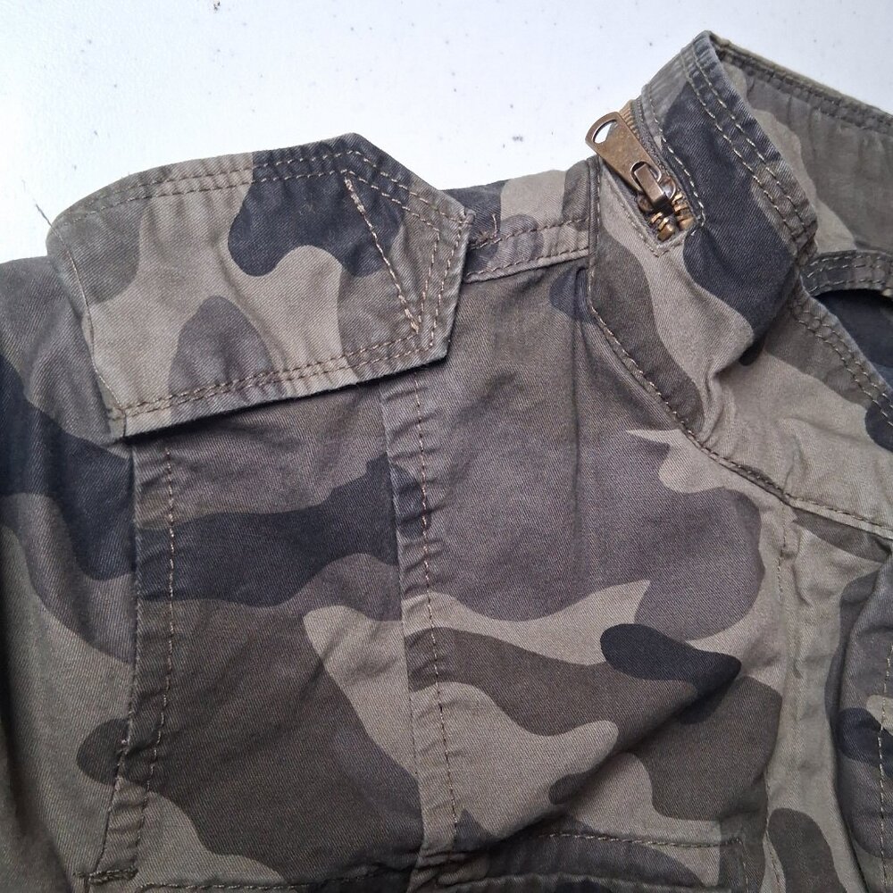 Endless Love Camo Jacket Women M Woodland Camouflage Utility Military Cargo Zip - Picture 12 of 16